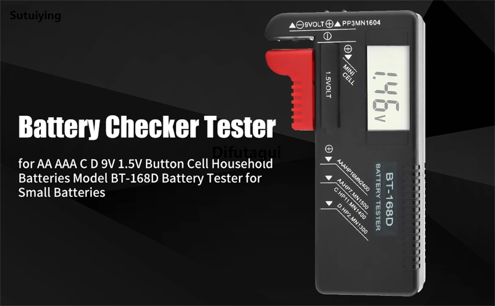 Difutagui Sutuiying Battery Tester Universal Digital LCD Battery Checker AA New style AAA 2025 C D 9V 1.5V Button Cell Battery Voltage Tester BT-168D
