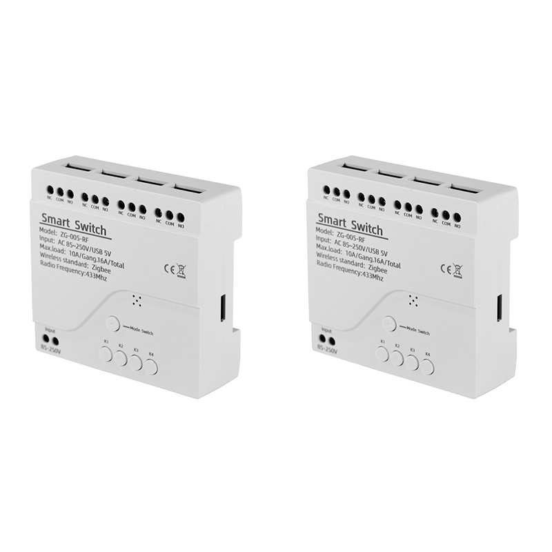 2X 4 Channels Tuya ZigBee Smart Switch Module RF433 Smart Home Automation DIY Breaker Wireless Relay Voice Control