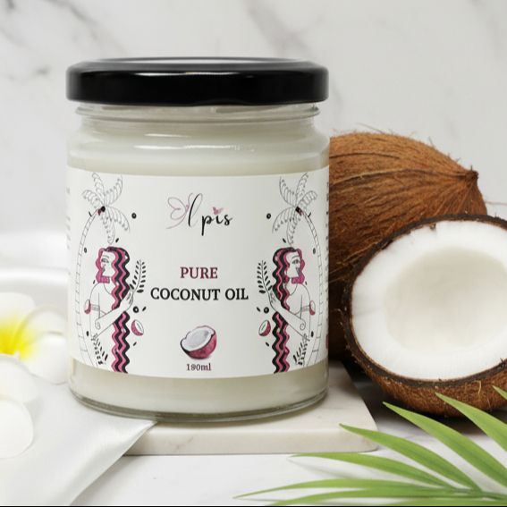 Elpis Care Organic Extra Virgin Coconut Oil 180ml - Pure & Unrefined for Baby oil massage, Skin & Hair Care, Cold-Pressed