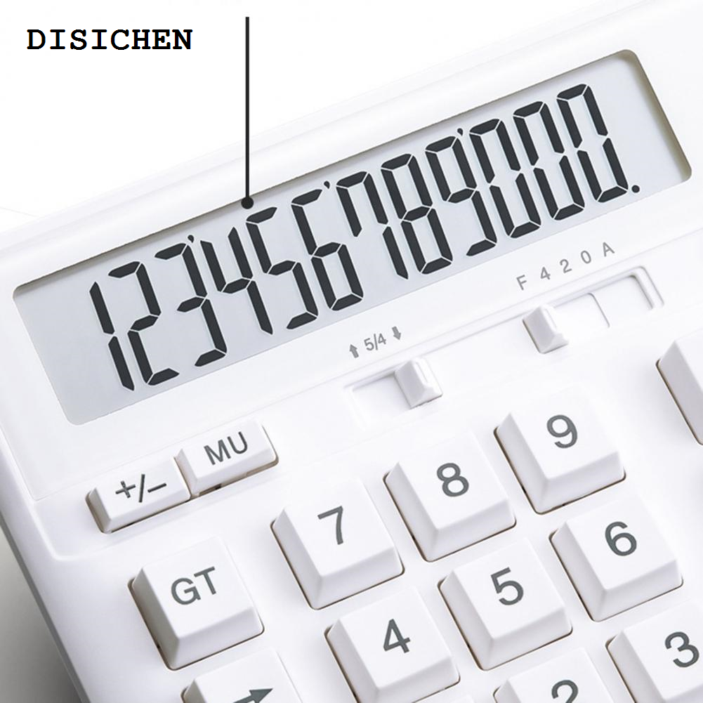 DISICHEN New 1 Pc Electronic Calculator 19.2*16.2cm Dual Power Battery 12-Digit Desktop Calculator With Large LCD Display For Home Office