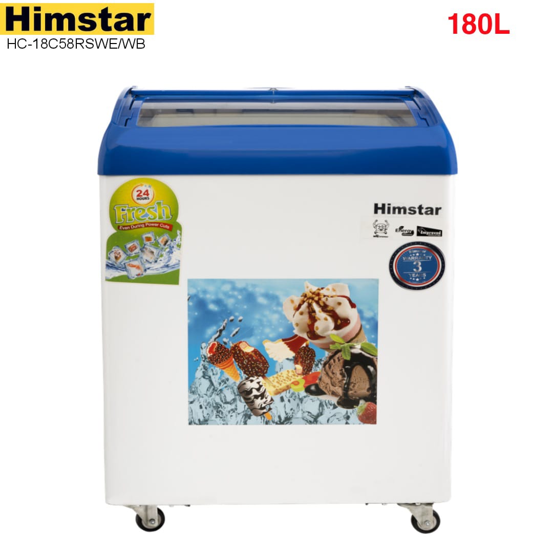 Himstar Curved/Sliding Glass Chest Freezer - Ice-cream Freezer 180 Ltr