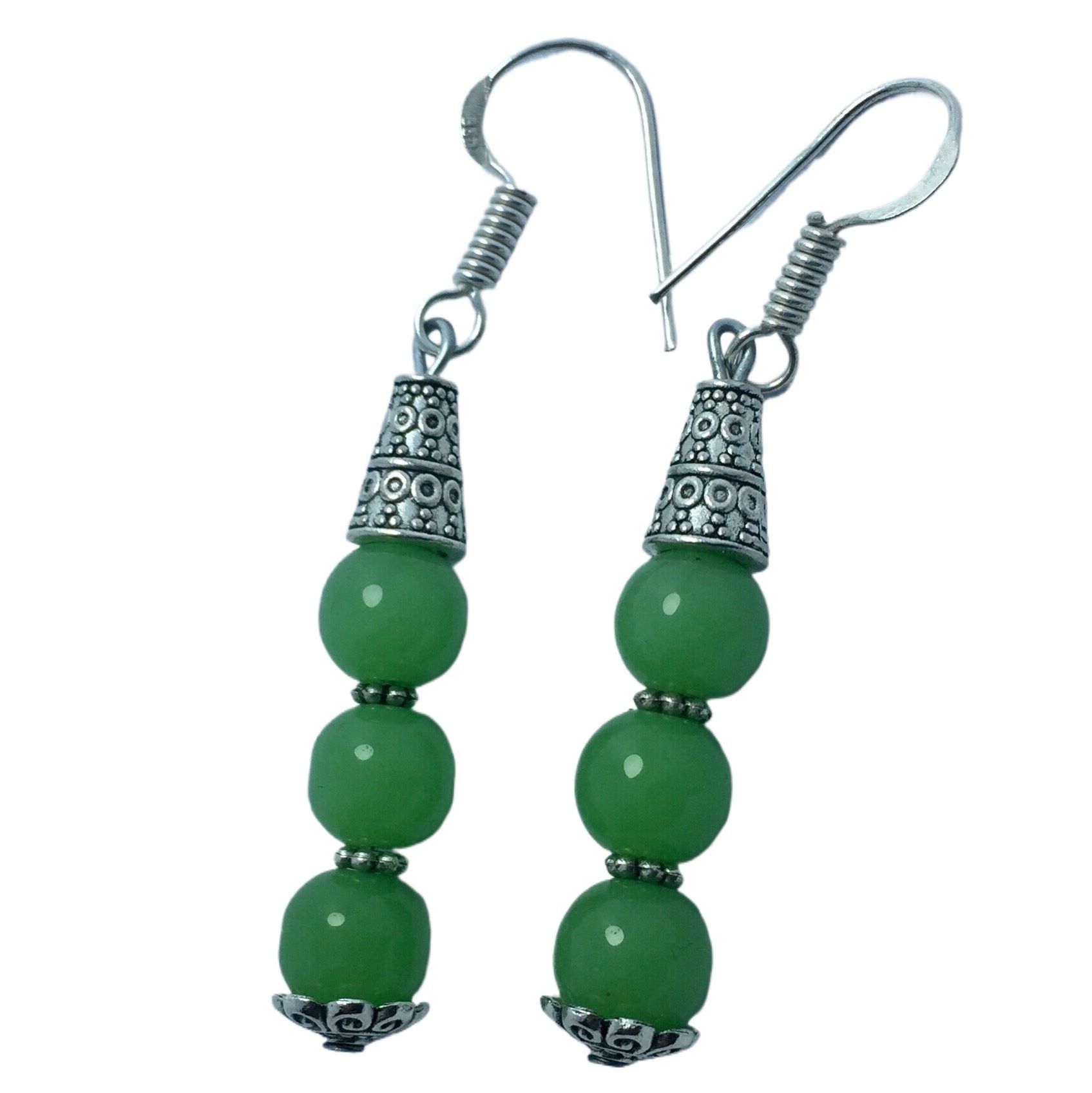 Beaded Cherry Green Earrings. Jhumka, Earrings For Women