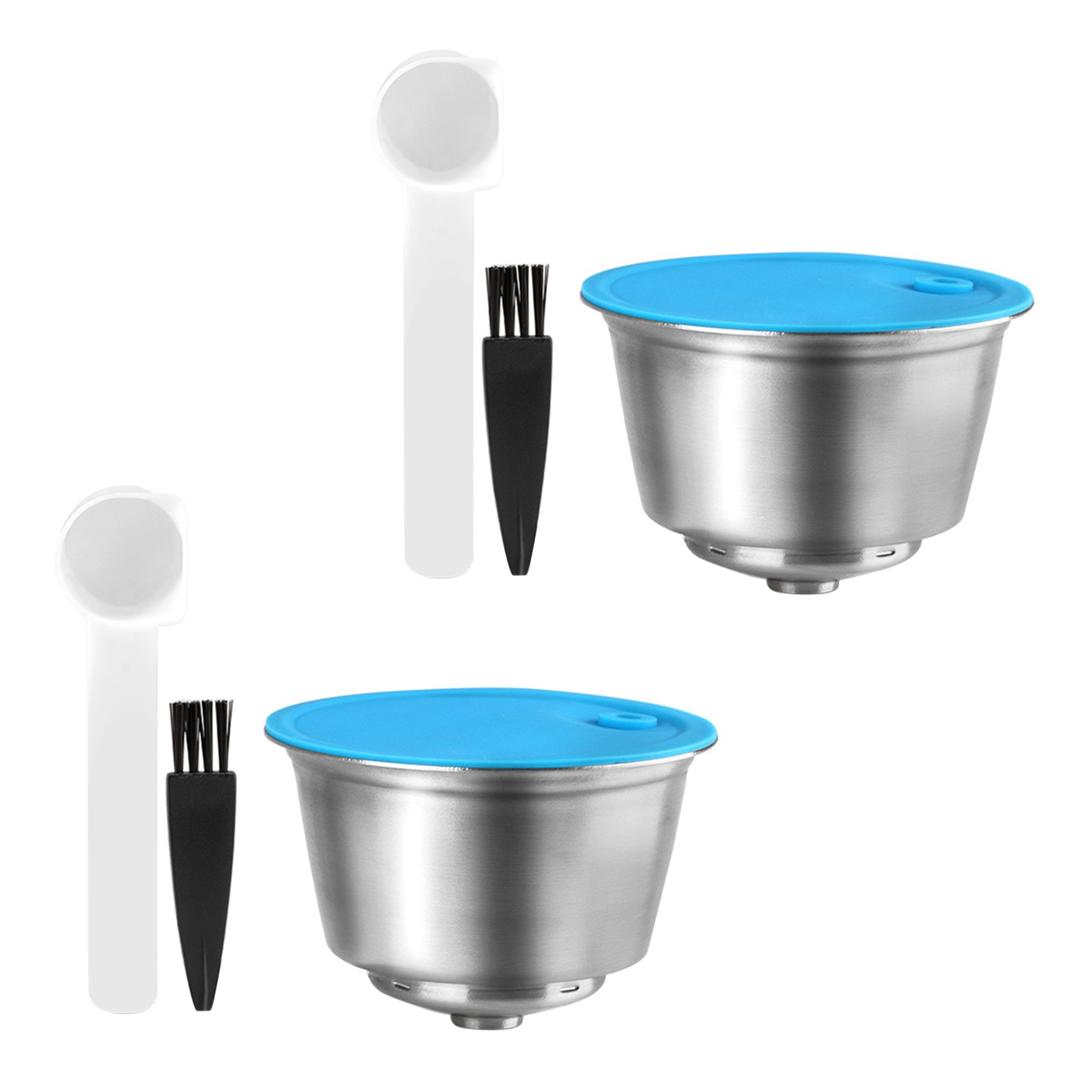 fasdaga 2X Reusable Capsula for -Gusto,Stainless Steel Coffee Filter for /-Gusto Set (with Spoon&Brush)