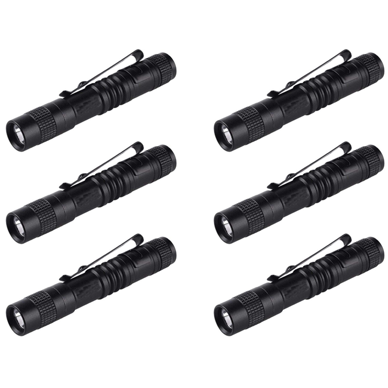 6X Flashlight Pen Torch Super Small Mini AAA XPE-R3 LED Lamp Belt Clip Light with