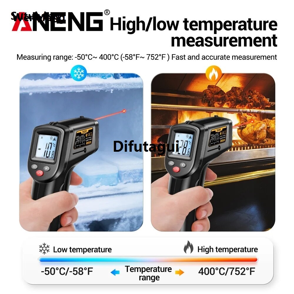 Difutagui Wenefang Sutuiying ANENG TH201 Celsius Display Digital Infrared Thermometer Highly Portable Portable Luxury Sensitive Non-contact Temperature Measuring Hygrometer