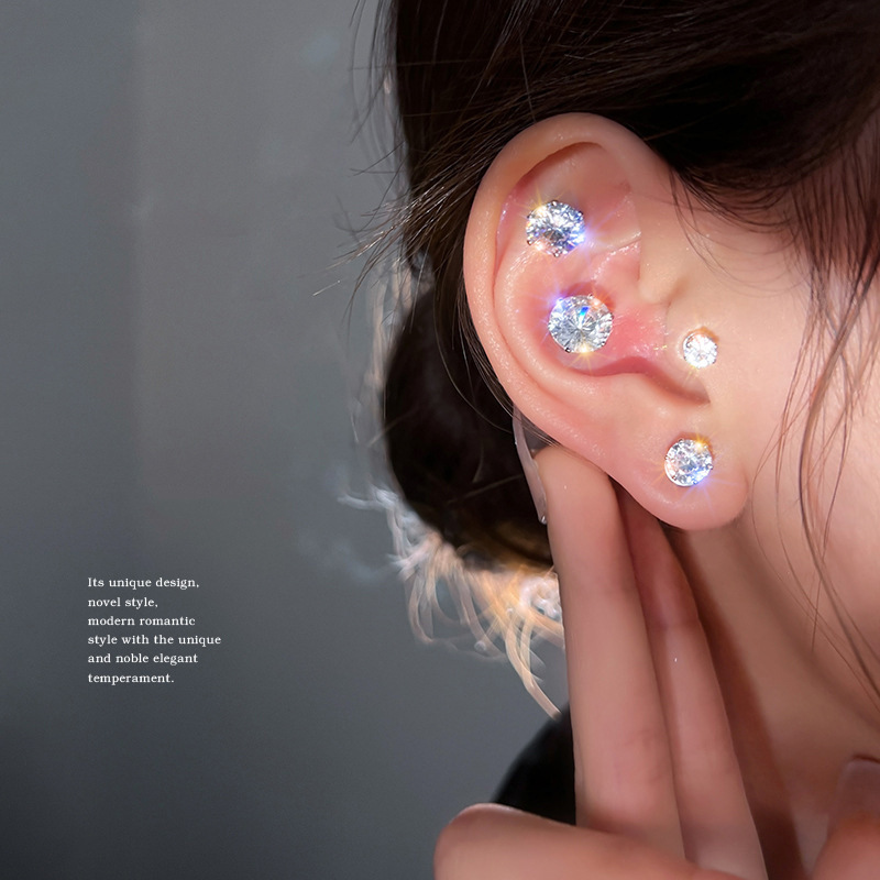 【New arrivals】Niche Design No Ear Holes Magnetic Suction Stud Elegant Girls' Earrings Light Luxury Small All-match Zircon Earrings Trendy