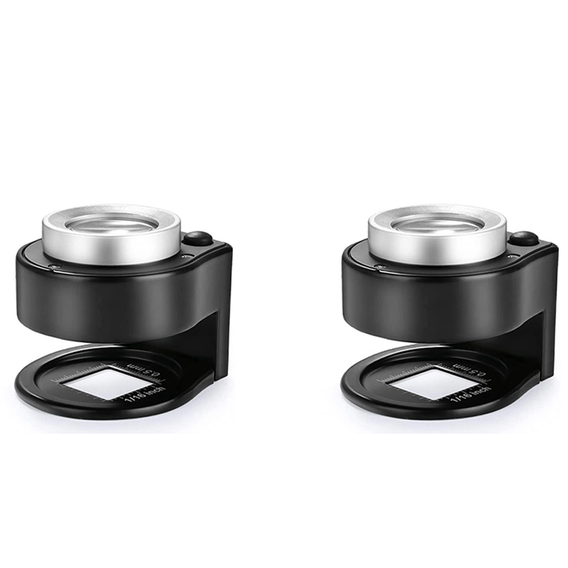 NCANRUI 2 Pcs 30X Loupe Magnifier with 6 LED Lights, Rechargeable Desktop Metal Jewelers Loupe, Magnifying Glass with Light