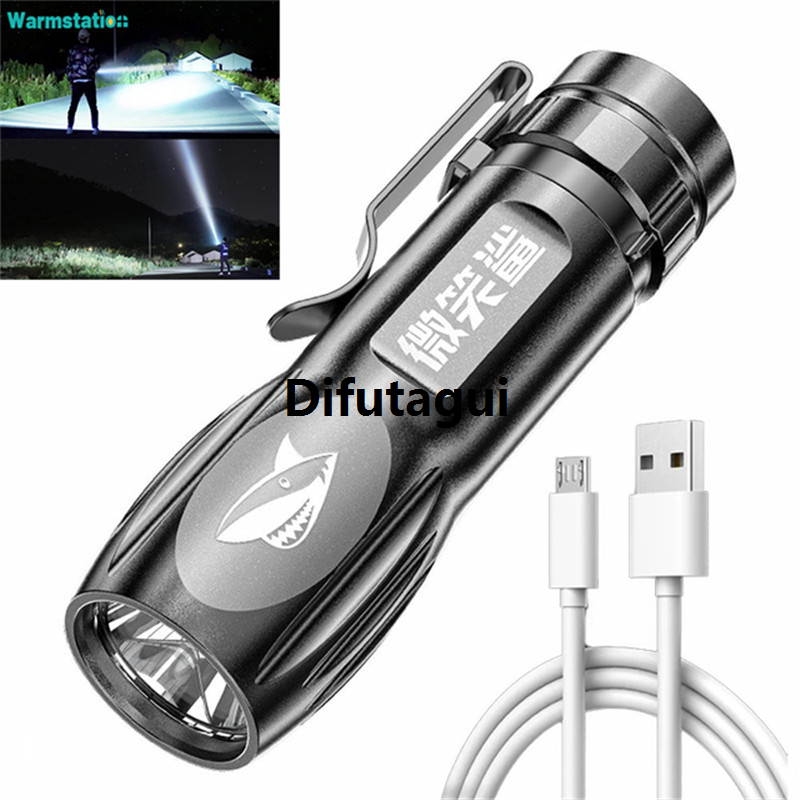 Difutagui (New) portable mini flahlight UB charging with pen folder Fashion waterproof flahlight outdoor travel camping lighting tool