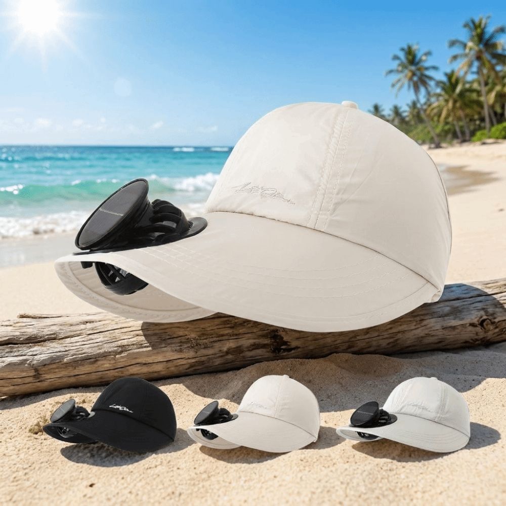 Fishing Rechargeable Solar Fan Hat Solid Color Breathable Rechargeable Cooling Baseball Cap Cloth Lightweight Sunshade Hat for 3.7V600mAh Beach