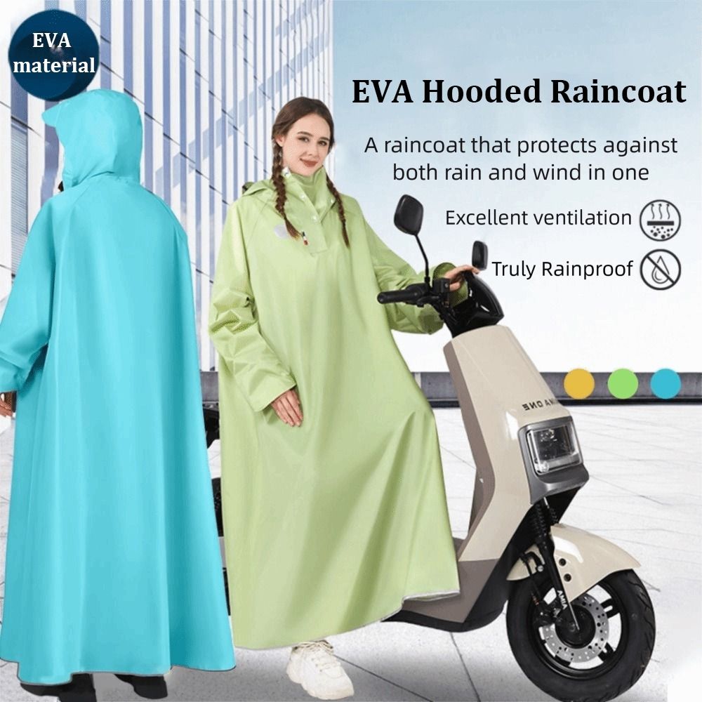 Fashion EVA Rain Poncho Hooded Double-layer Sleeves Poncho Large Brim Portable Raincoat for Women Men for Adults