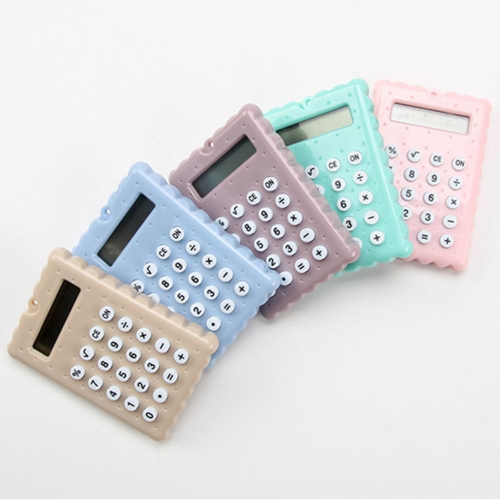 Portable 8-Digit Display Mini Calculator Biscuit Shape Mini Scientific Calculators Battery Student Calculators Stationery