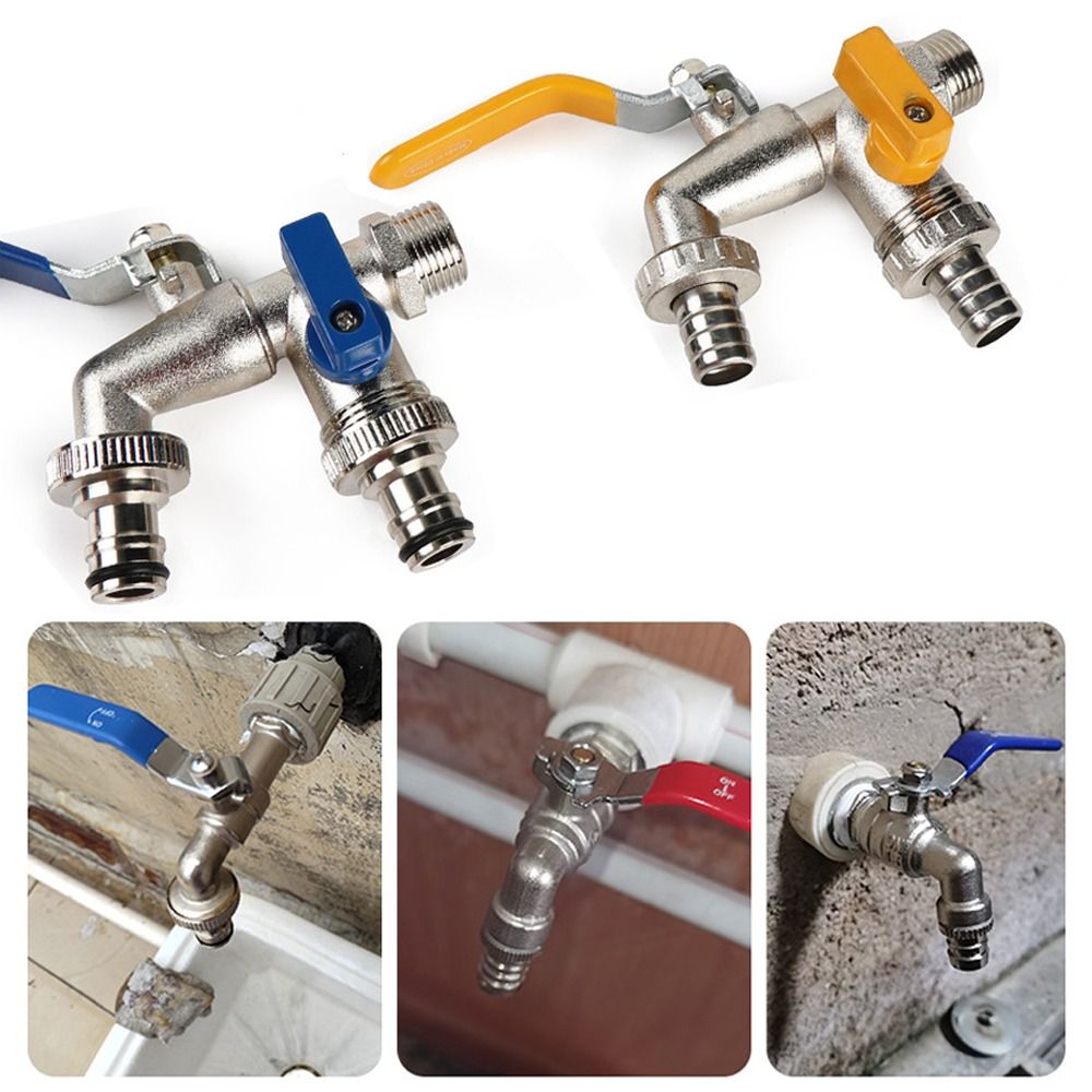 New Double Head Water Faucet Garden Watering Garden Irrigation Valve Switch Washing Machine Accessory Thread Alloy Sink Tap Tank Tap Connector Outdoor