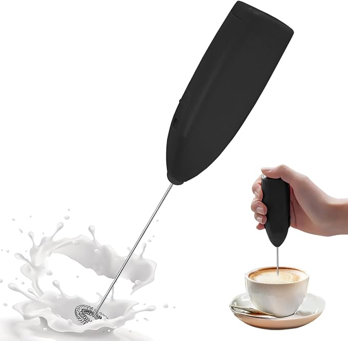 Powerful Milk Frother Handheld Small Hand Held Drink Mixer Wand Electric Immersion Blender Cordless for Coffee Latte Cappuccino Matcha Hot Chocolate