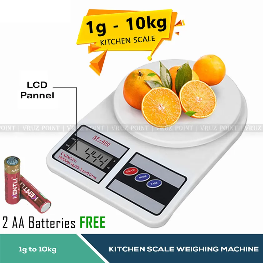 Prime Picks Premium Digital Kitchen Scale 10kg Electronic Weight Machine for Food Measuring | High Precision Weighing Scale for Cooking, Baking, Keto Diet & Parcels | Portable Food Weight Machine with Batteries