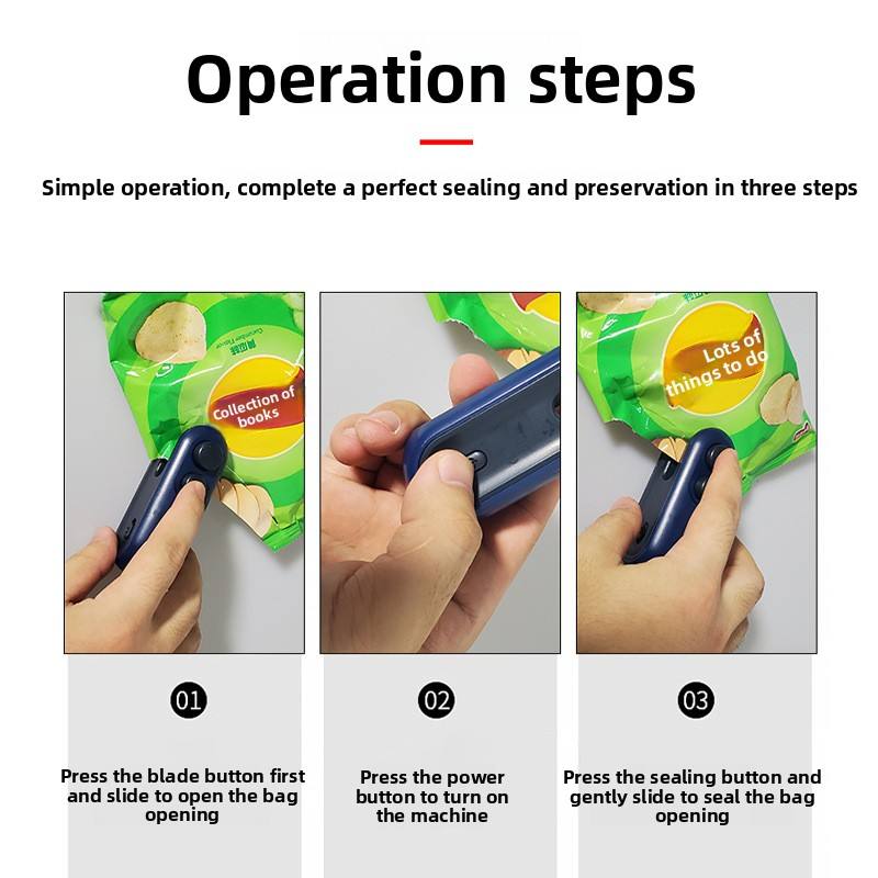 2 in 1 Rechargeable Plastic Bag Sealer with Cutter | Portable Heat Sealing Machine for Food Storage