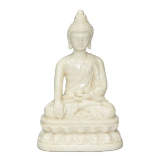 Lord Buddha White Ceramic Statue - 4 Inches