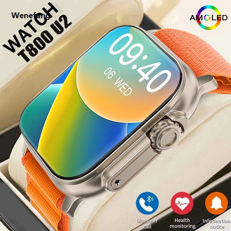 Wenefang New Watch T800 U2 Smart Watch 49mm 2024 New NFC Men Women GPS Track Sales promotion Bluetooth Call BT Music Games Wireless Charging Smartwatch