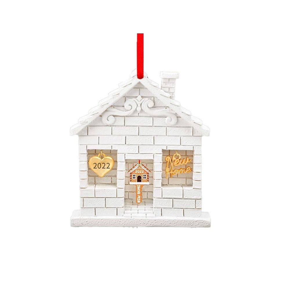 Funny Acrylic Christmas House Pendant Hanging Craft Christmas Tree Ornament Car Rear View Mirror Pendant