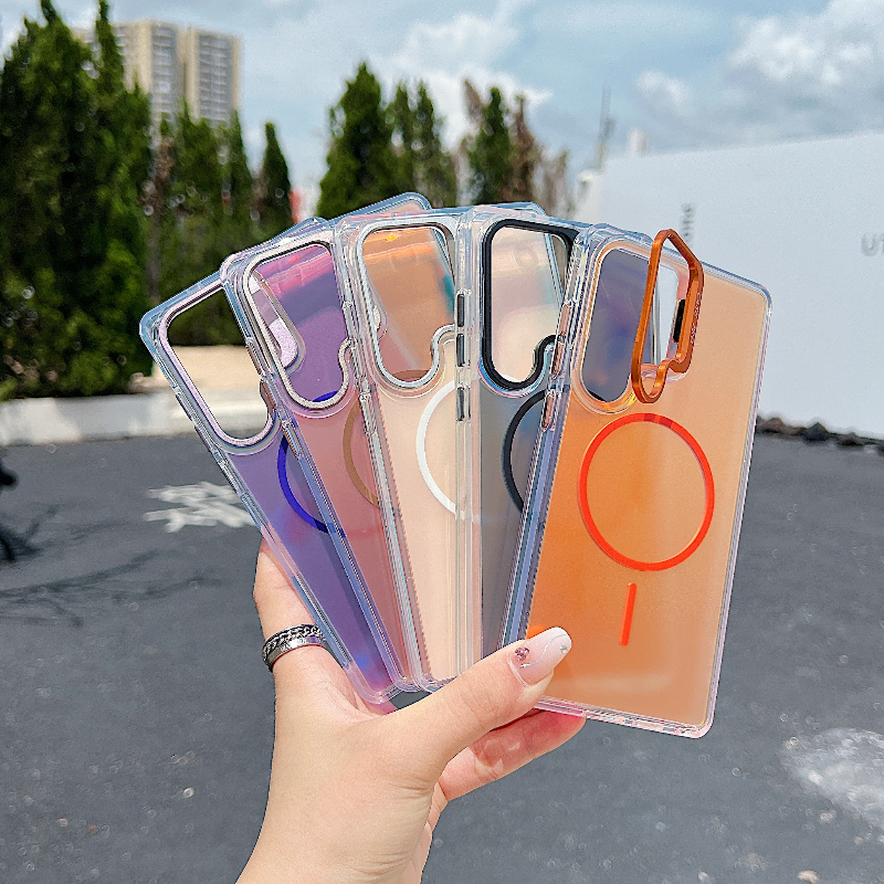 HODON Luxury Laser Gradient Magnetic Lens Bracket Stand Case for Samsung Galaxy S25 Edge S26 S25 S23 S22 Ultra Plus S23 FE Cases for Magsafe Acrylic Shockproof Cover