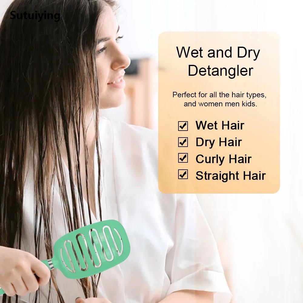 Sutuiying 2024 Best Salon Hair Brush Hair Scalp Massage Comb Women Magic Hair Fashion Detangle Comb Fast Drying Hair Straight Hair Styling Tools