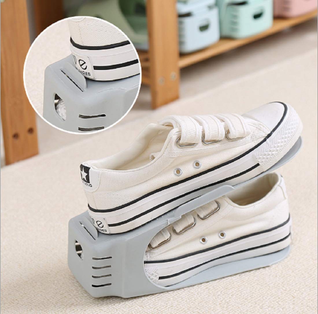 Plastic Shoe Slots Organizer Space Saver Double Deck Shoe Rack Adjustable Shoe Slots for Closet Organization 1pcs