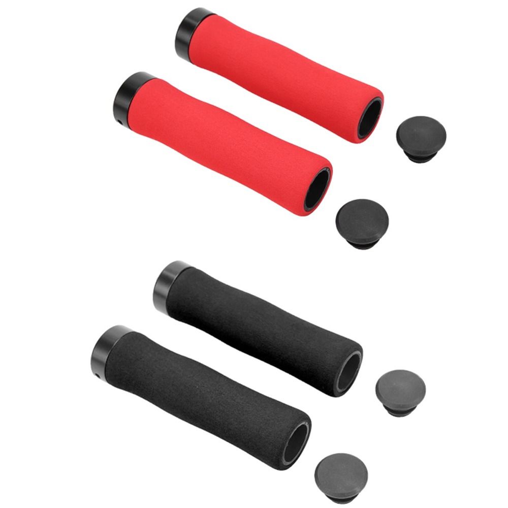 1 Pair Durable Sponge Mountain Bike Grip Lightweight 2 colors Handlebar Grip with Bar Plugs Bike Grip Cycling Gear