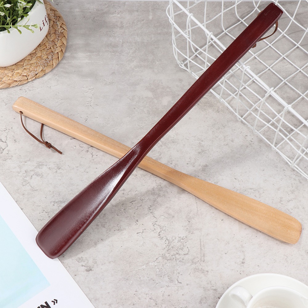 Hanging Shoe Horn Remover Easy Off Shoehorn Lifter Extra Long Handle Wood Seniors Put on Shoes Tools