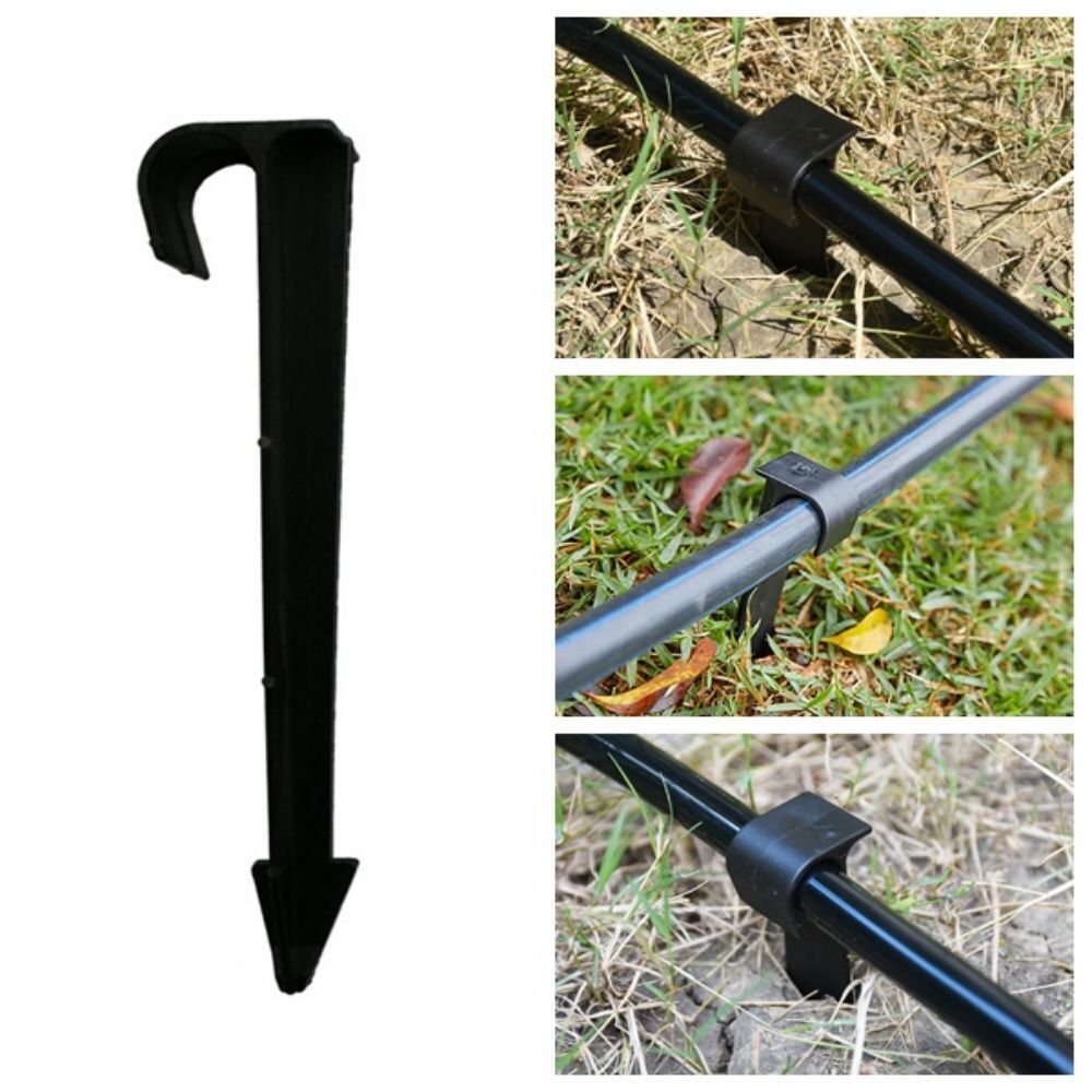 10 Pcs Portable PE Hose Bracket C-type 16mm/20mm Hose Plug Black Ground Stake Gardening