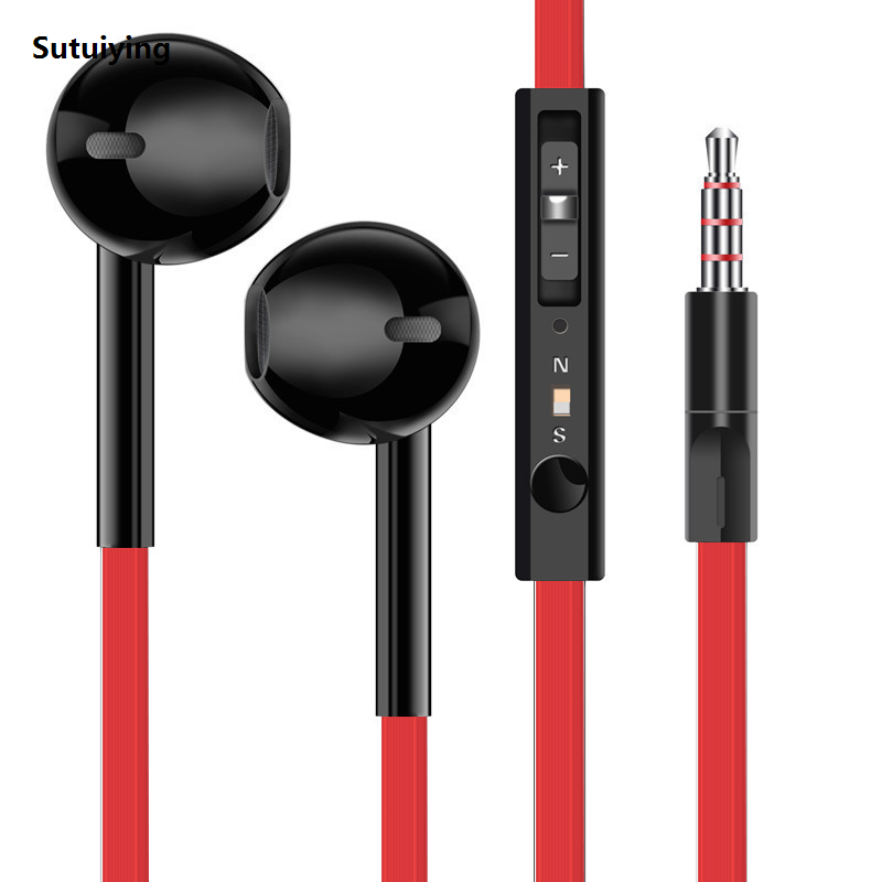 Sutuiying EARDECO Flat Wire Sport Phone Earbuds Mp3 In Wired Earpiece Bargain price Stereo Earphones Headset with Bass for Phone Xiaomi