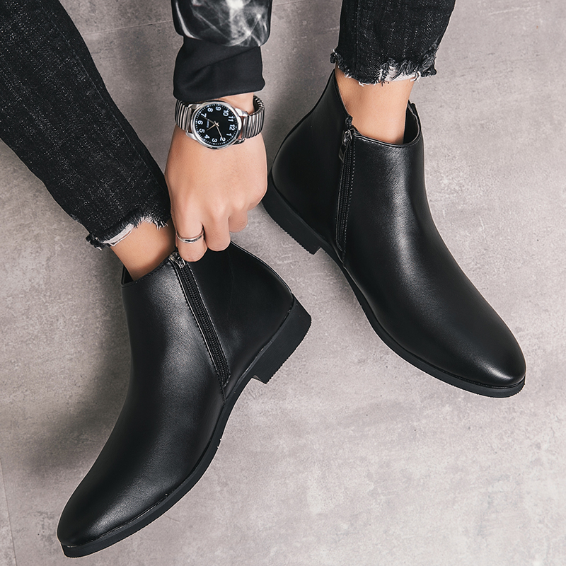 Black Leather Zip Boot For Men In Premium Quality