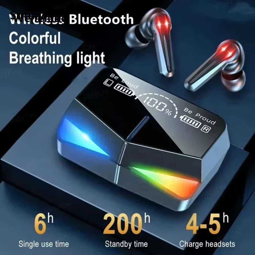 Wenefang Sutuiying In-ear Stereo Hifi Bluetooth Earphones Wireless Bluetooth Headset Portable High Quality Gamer LED Digital Display Earbuds with Mic Wireless Headphones