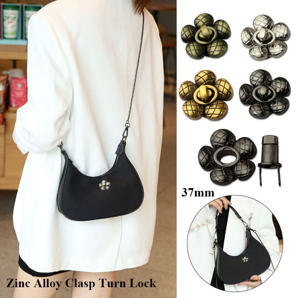 High Quality Metal Flower Shape Clasp 5 Colors Durable Oval Twist Lock 37mm Accessories DIY Handbag
