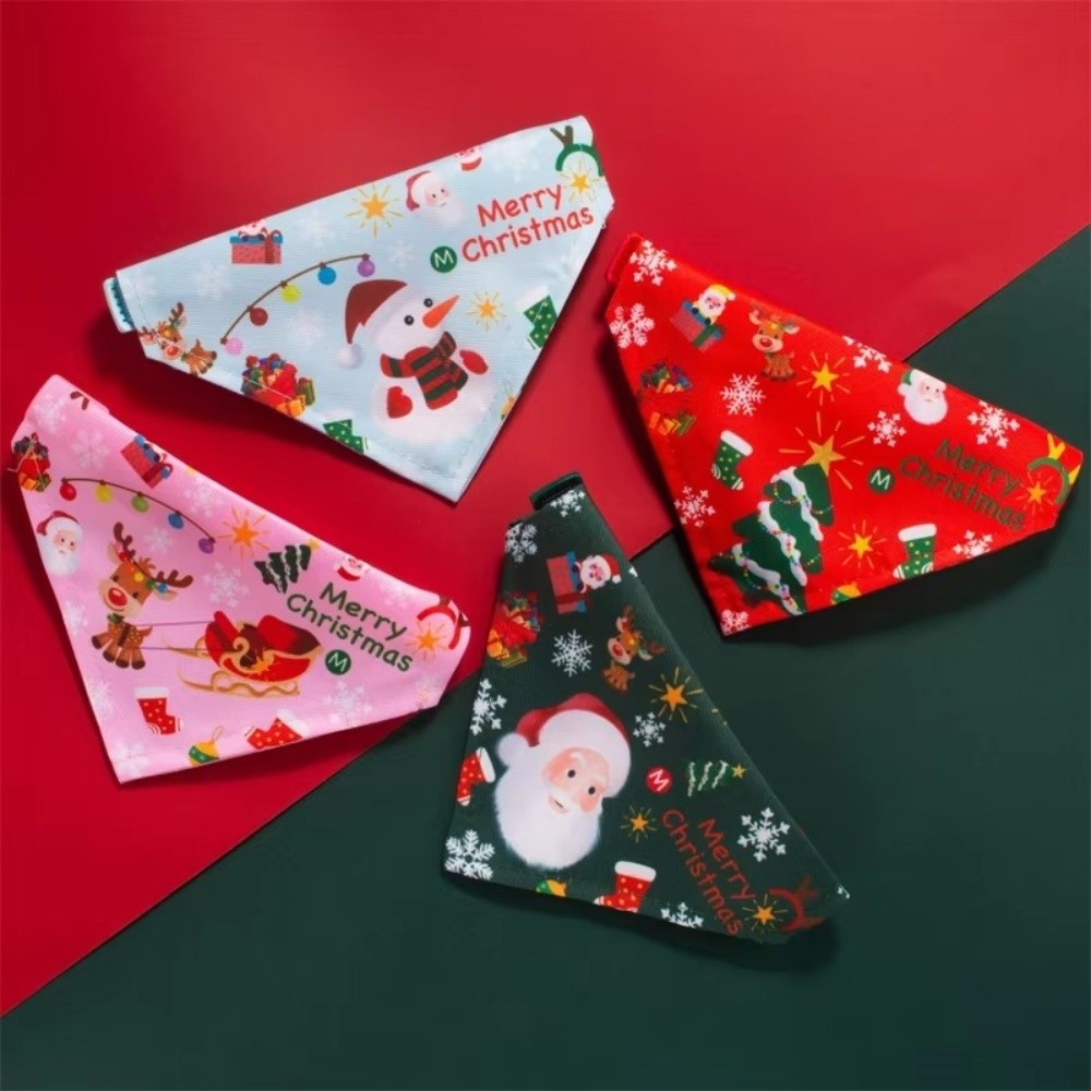 Cute Santa Claus Christmas Pet Triangle Scarf Soft Multicolor Pet Collar Scarf Adjustable Pet Bandanas Dogs Cats