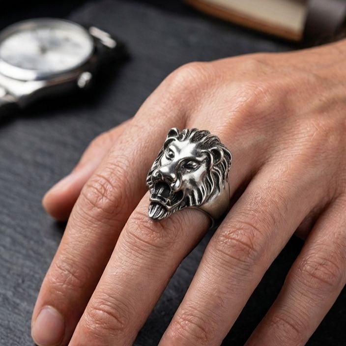 Stainless Steel Lion Rings Heavy Metal Rock Punk Style Gothic Biker Ring Silver Gold