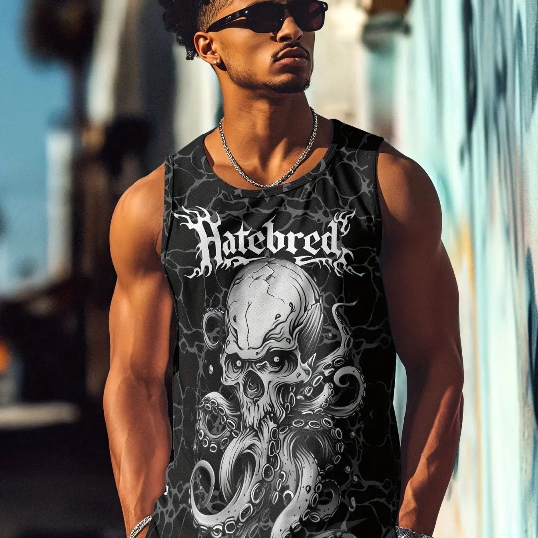 Running Fitness Sports T-Shirt Clothes Sleeveless Crew Neck Print 3D Totem Vest Summer 2025 New Men's Summer Retro Everyday Vest