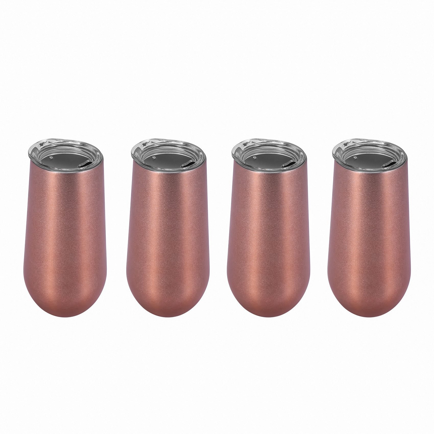 NAMUNY Stainless Insulated Wine Tumbler with Lid -Portable Egg Shape Cup Fashion Gift Cup-6 Oz ,Rose Gold (4 Pack)
