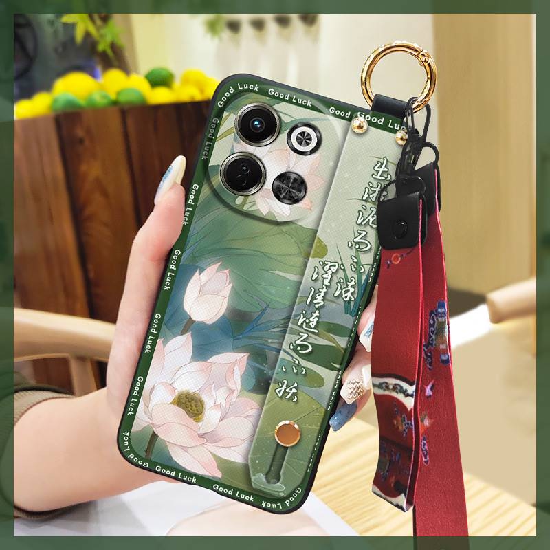 Anti-knock Lanyard Phone Case For Tecno Spark30 5G/KL8/Pova6 Neo 5G ring Back Cover old lady Durable Kickstand Wristband
