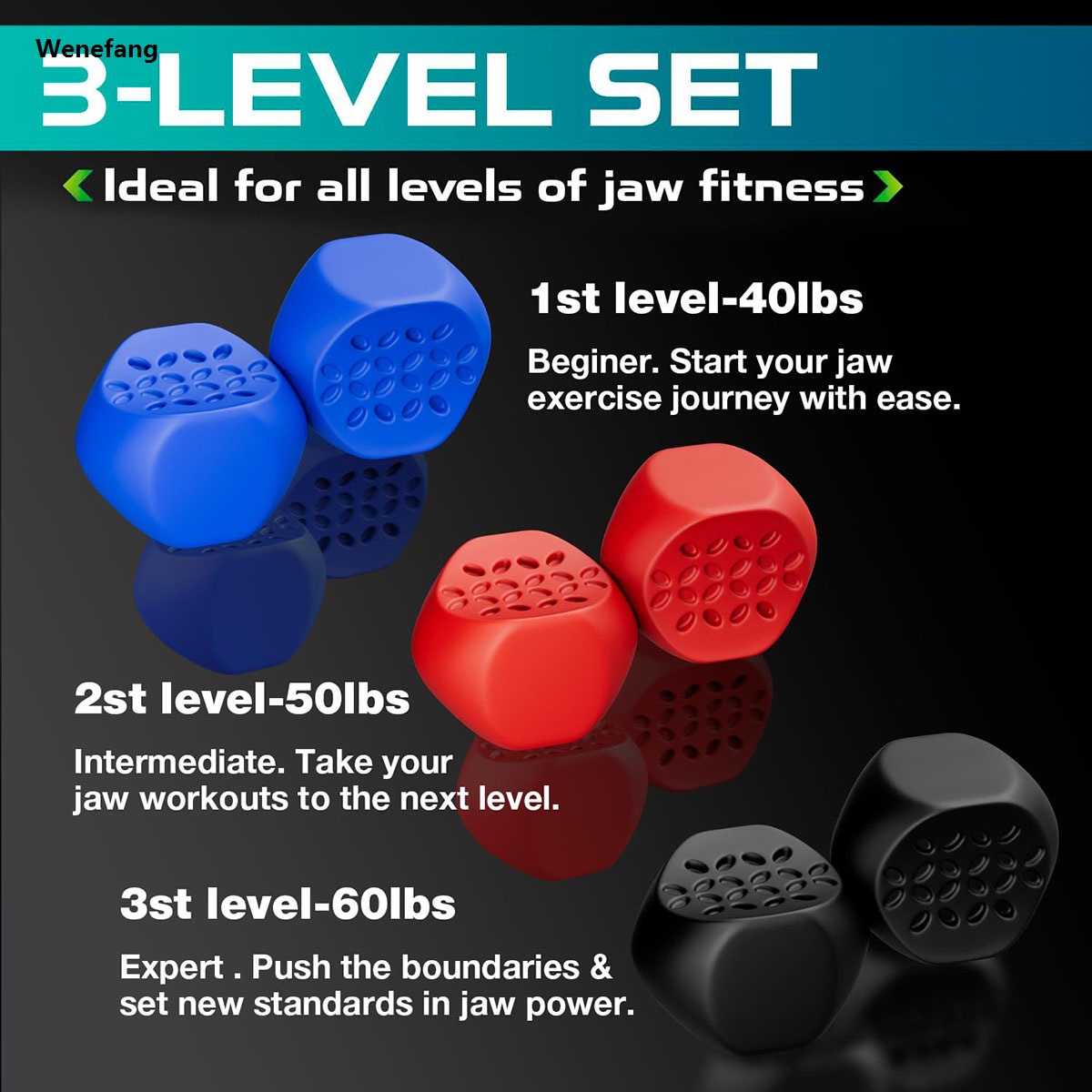 Wenefang 2 PCS 40/50/60lbs Jaw Exerciser Silicone Facial Muscle Trainer Exercise Ball Face Shaper Jaw Muscle Exerciser Chew Ball Facial