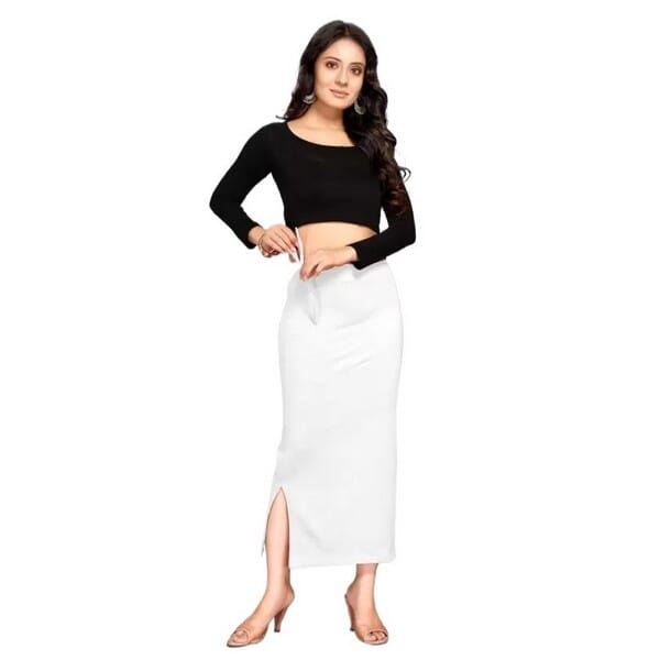 Traditional Full Elastic Saree Shapewear Petticoat Color White