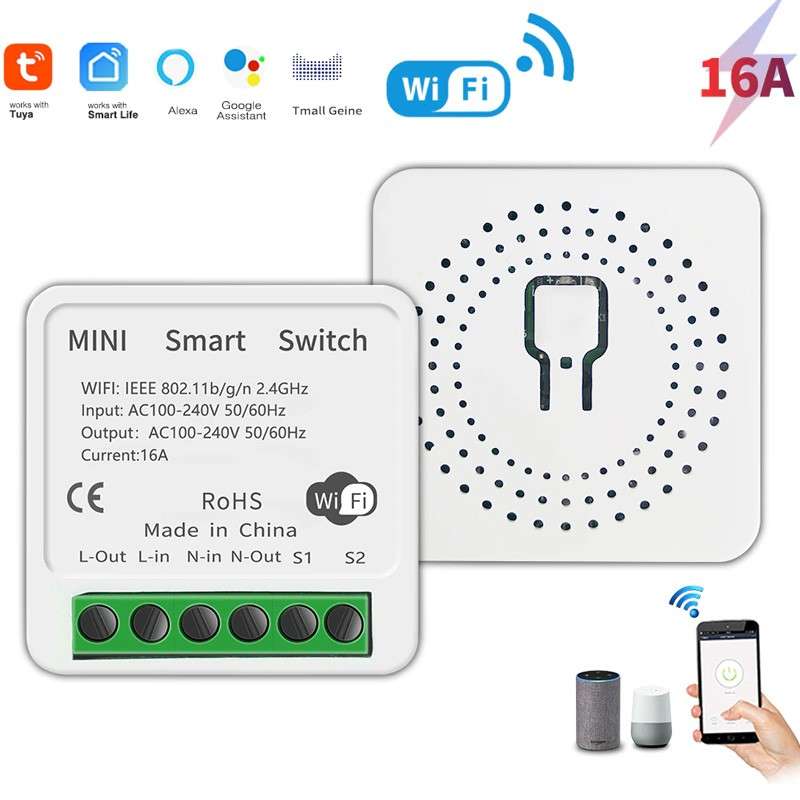 Tuya Mini DIY One Way Smart Switch 16A Small Body APP Remote