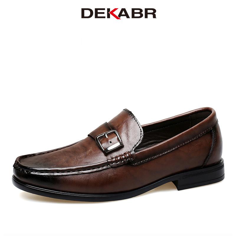 DEKABR Men’s Spring Summer Business Loafers Comfortable Soft Hide Casual Shoes Non Slip Breathable Driving Shoes