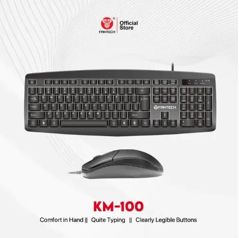 Fantech Km-100 Keyboard Mouse Combo | High Speed Responsive Wired Keyboard & Mouse Combo