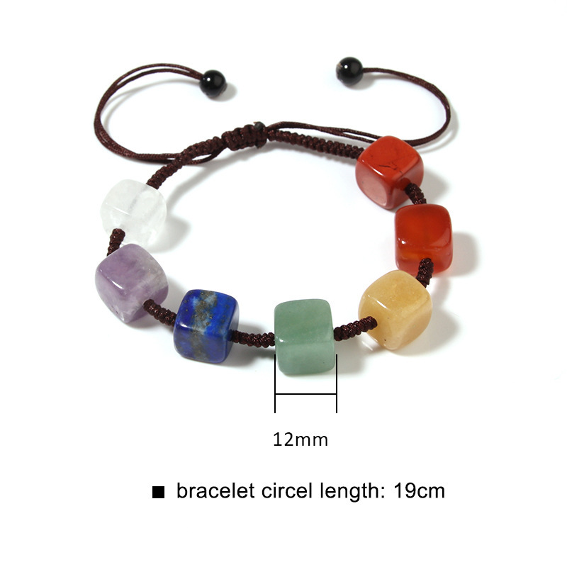 Color Square Woven Bracelet Women's Natural Stone Yoga Energy Bracelet Drawstring Round Bead Bracelet Men