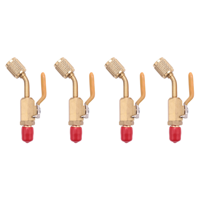 JAERBEE 4X R410a R134a Brass Shut Valve for A/C Charging Hoses HVAC 1/4inch AC Refrigerant