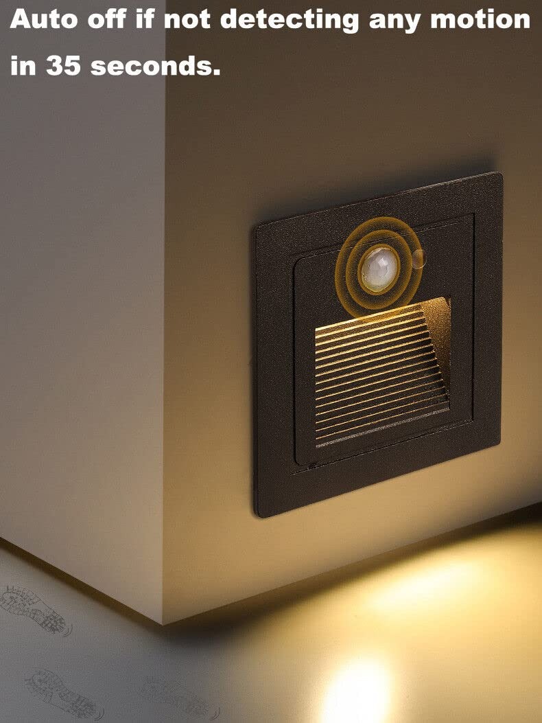 3W LED IP65 Grade Waterproof Outdoor/Indoor Conceal Motion Sensor LED Foot Aluminium Wall Light- Warm