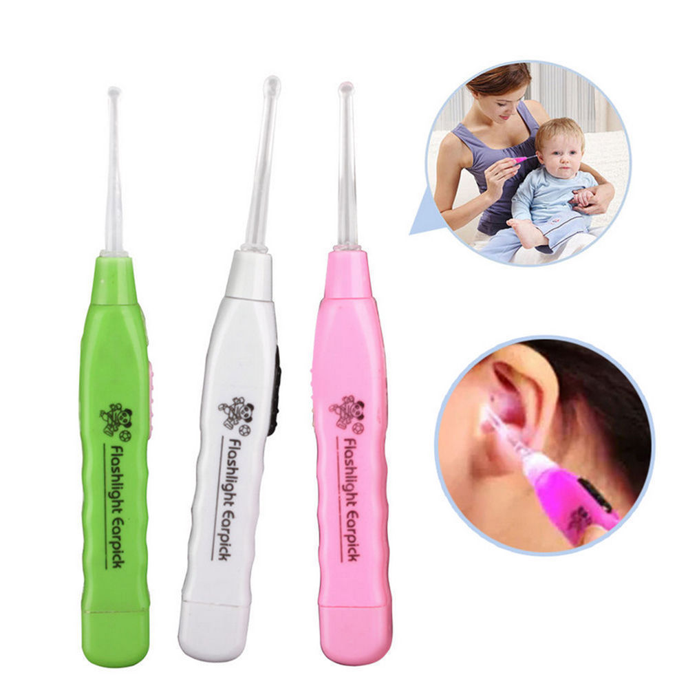 1PC Plastic Flashlight Earpick Earwax Cleaner LED Ear Care Ear Syringe Spoon With Flashlight Cleaning Ears Light