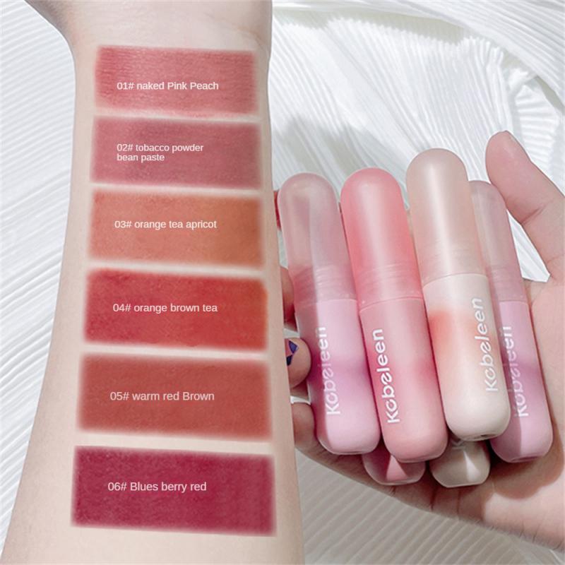 HOT Lipgloss Velvet Matte 6 Color Cosmetics Lip Mud Long LastingLips Makeup Red Lip Tint Silky Smooth Lipstick Soft Mist