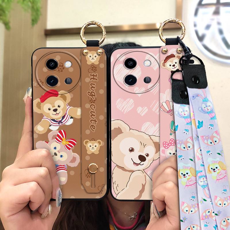 Waterproof Wrist Strap Phone Case For VIVO Y200i/Y38 5G China Soft case Durable Phone Holder Cute Wristband ring Cartoon