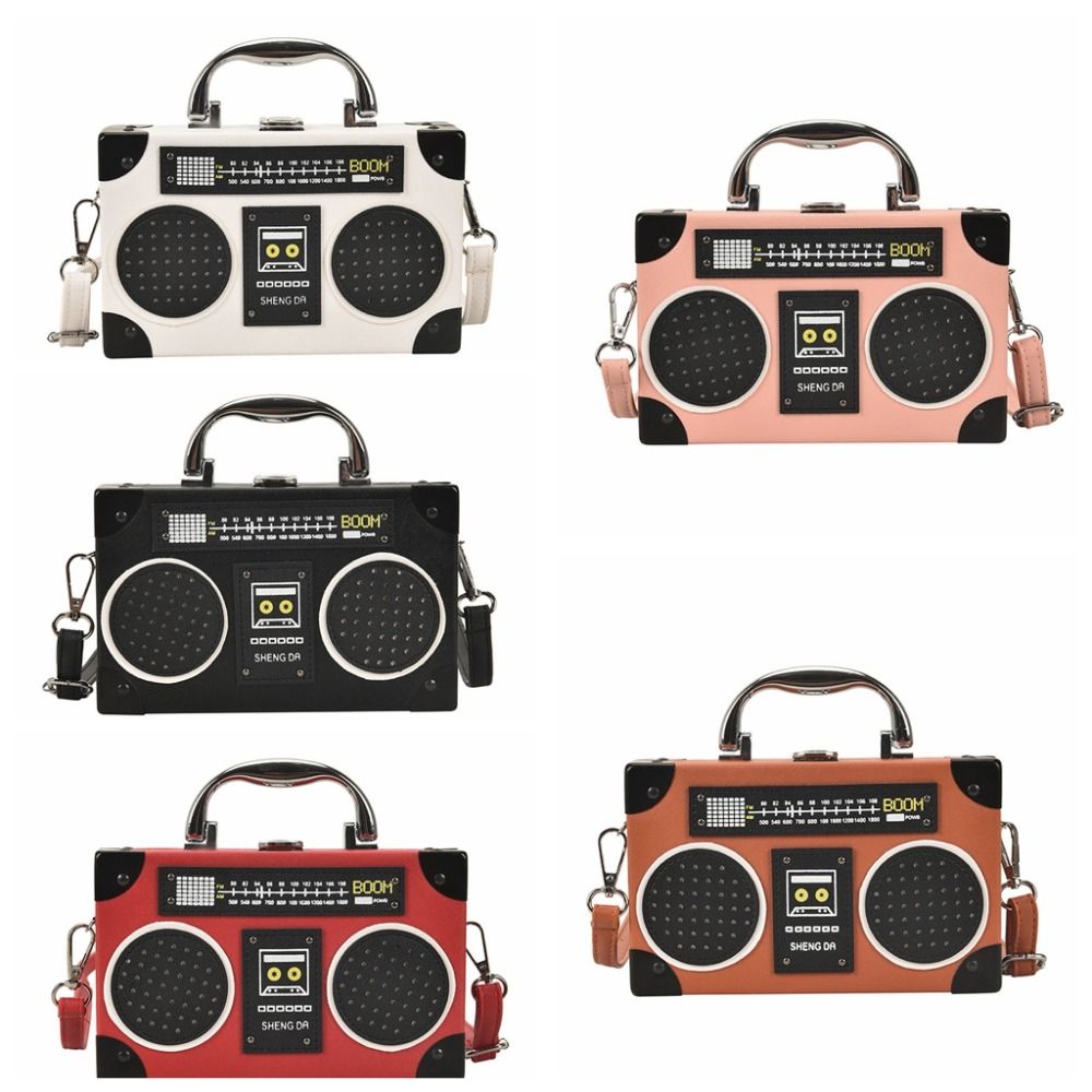 Vintage Metal Punk Crossbody Bag Message Bag Large Capcity Radio Shape Shoulder Bag Phone Bag Makeup Lipstick Bag Small Square Tote Bag Ladies/Girls