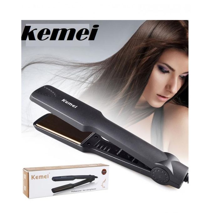 Kemei KM-329 Professional Hair Straightener Electronic Flat Iron Adjustable Temperature Anti Frizz Ceramic Hair Styling Tool for Sleek Smooth Hair | Products Book